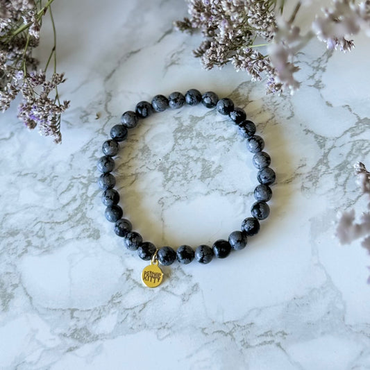 SNOWFLAKE OBSIDIAN BRACELET - Talisman of Sacred Shadow, Balance & Inner Renewal