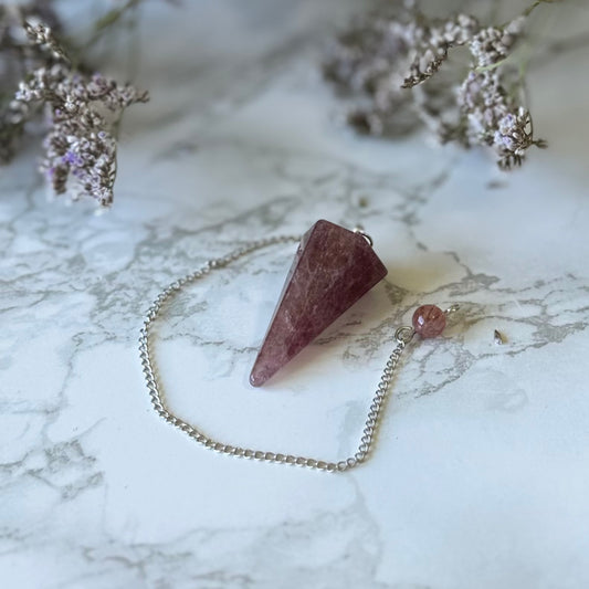STRAWBERRY QUARTZ AA GRADE PENDULUM